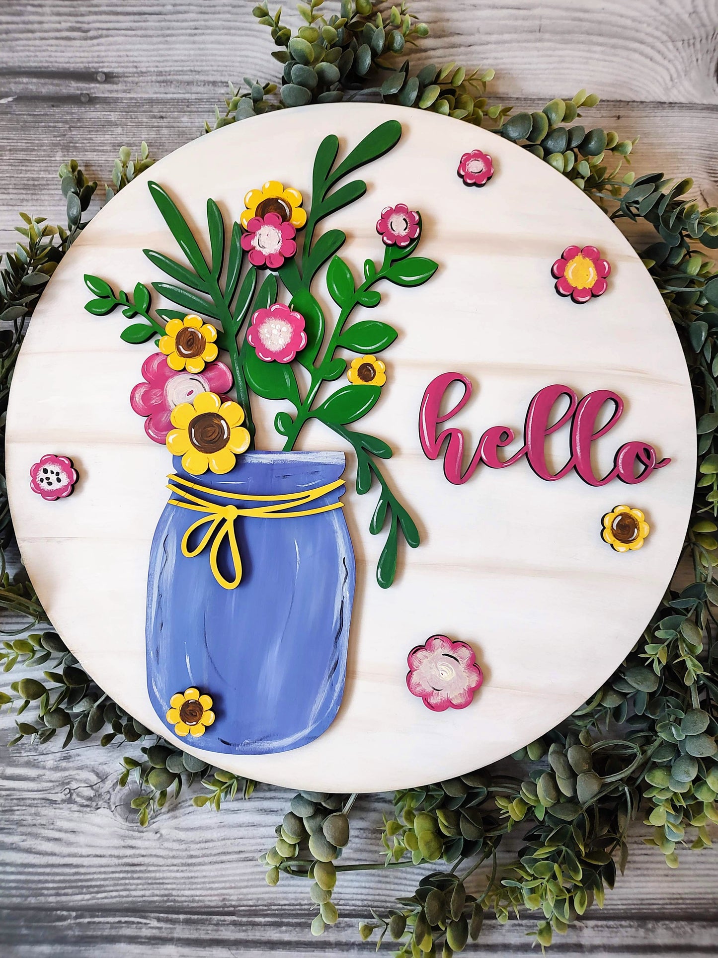 Spring Floral Mason Jar Door Hanger