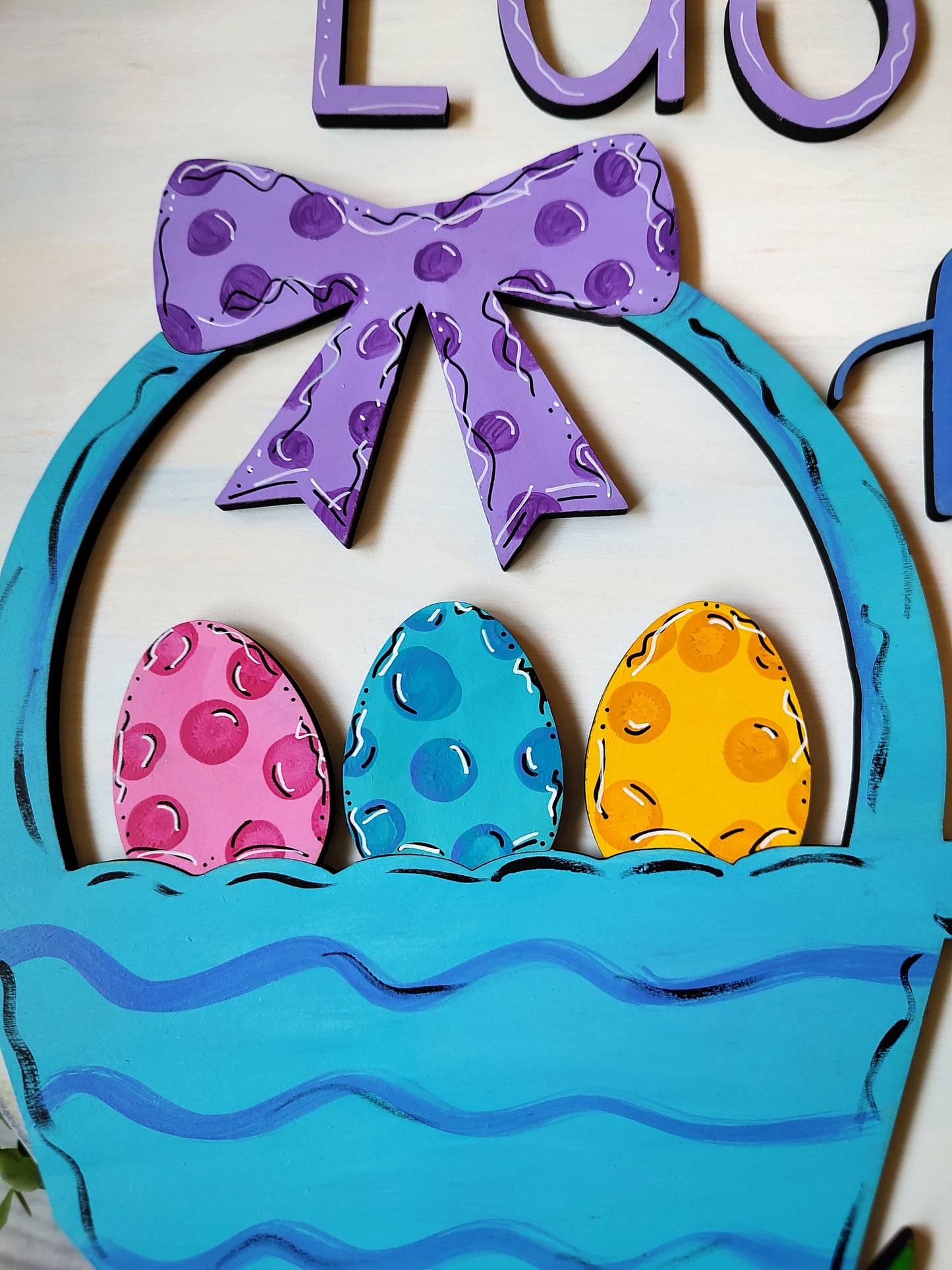 White Easter Basket Door Hanger