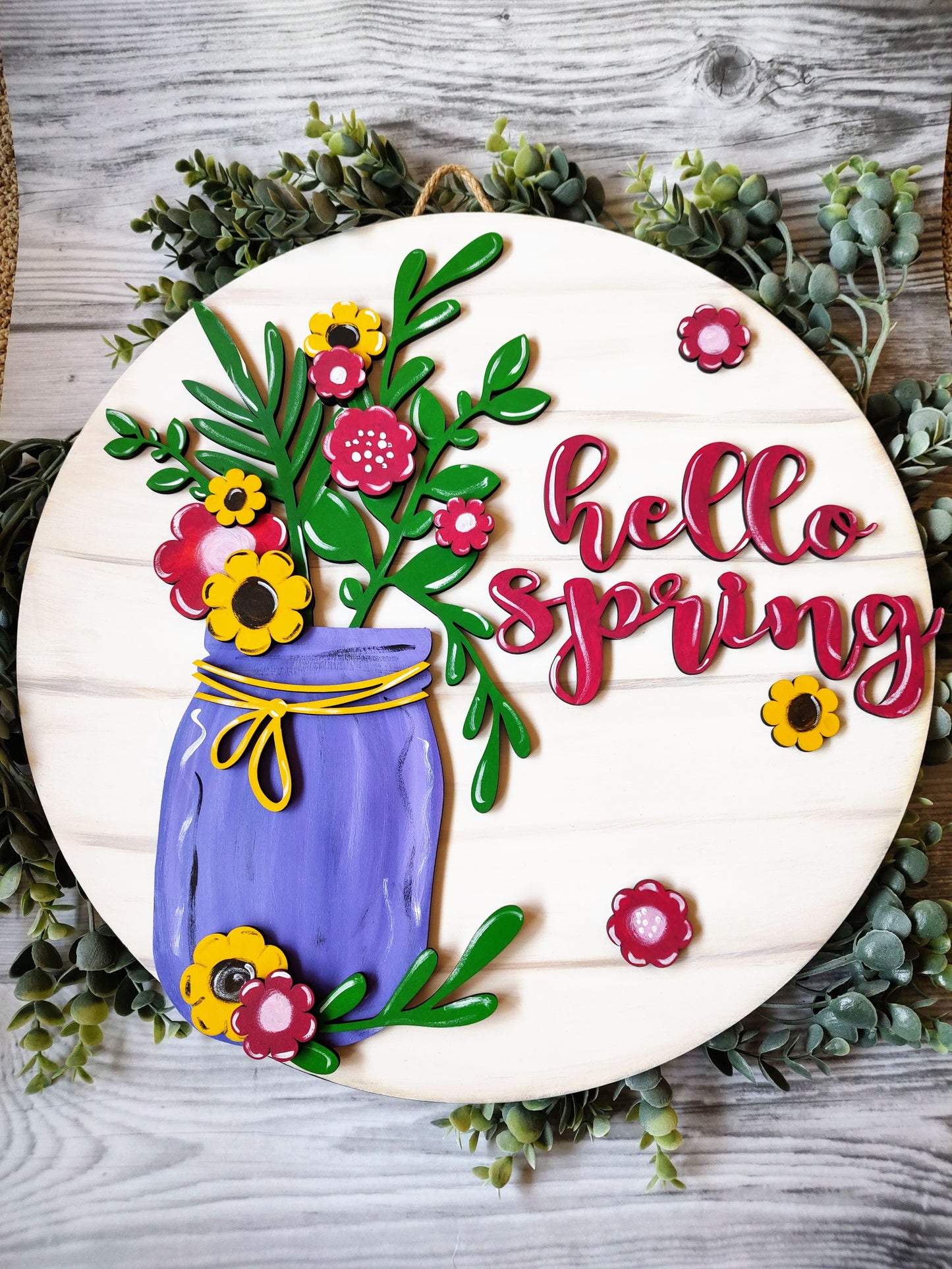 Spring Floral Mason Jar Door Hanger