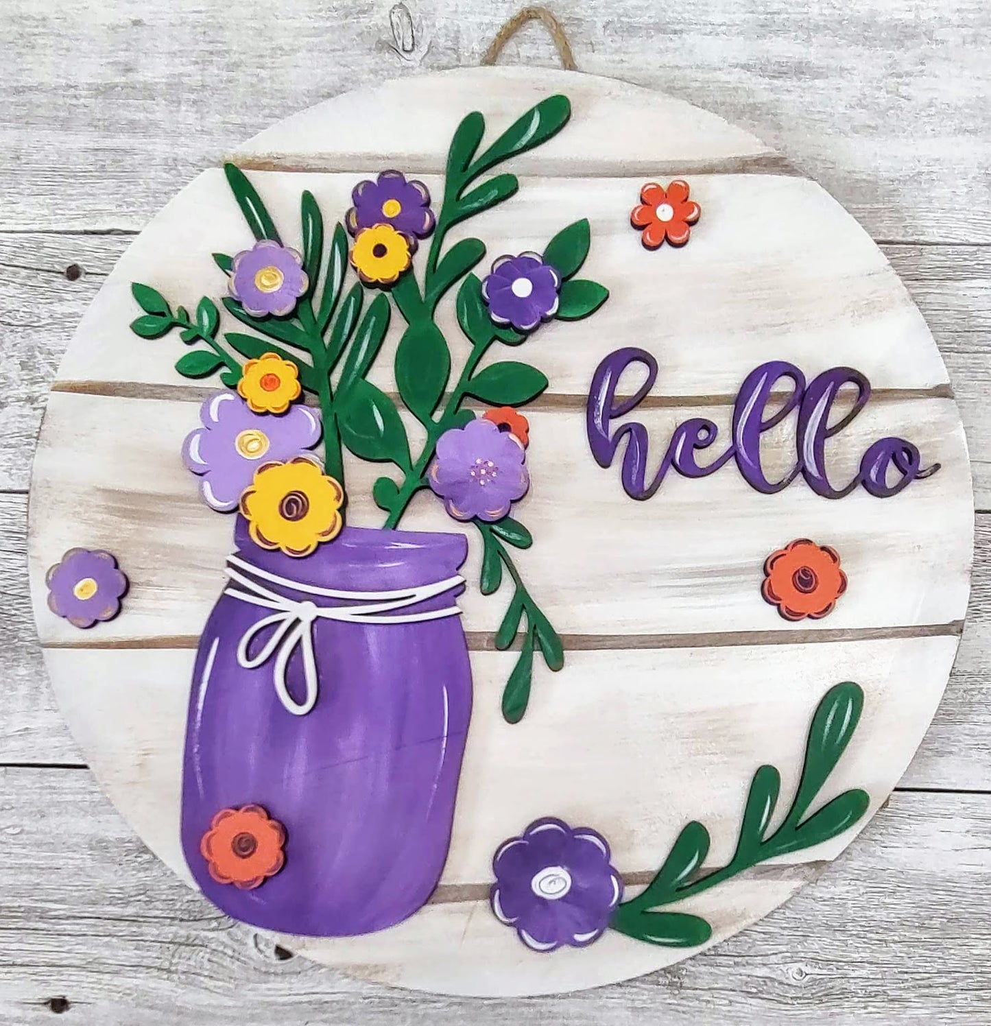 Spring Floral Mason Jar Door Hanger