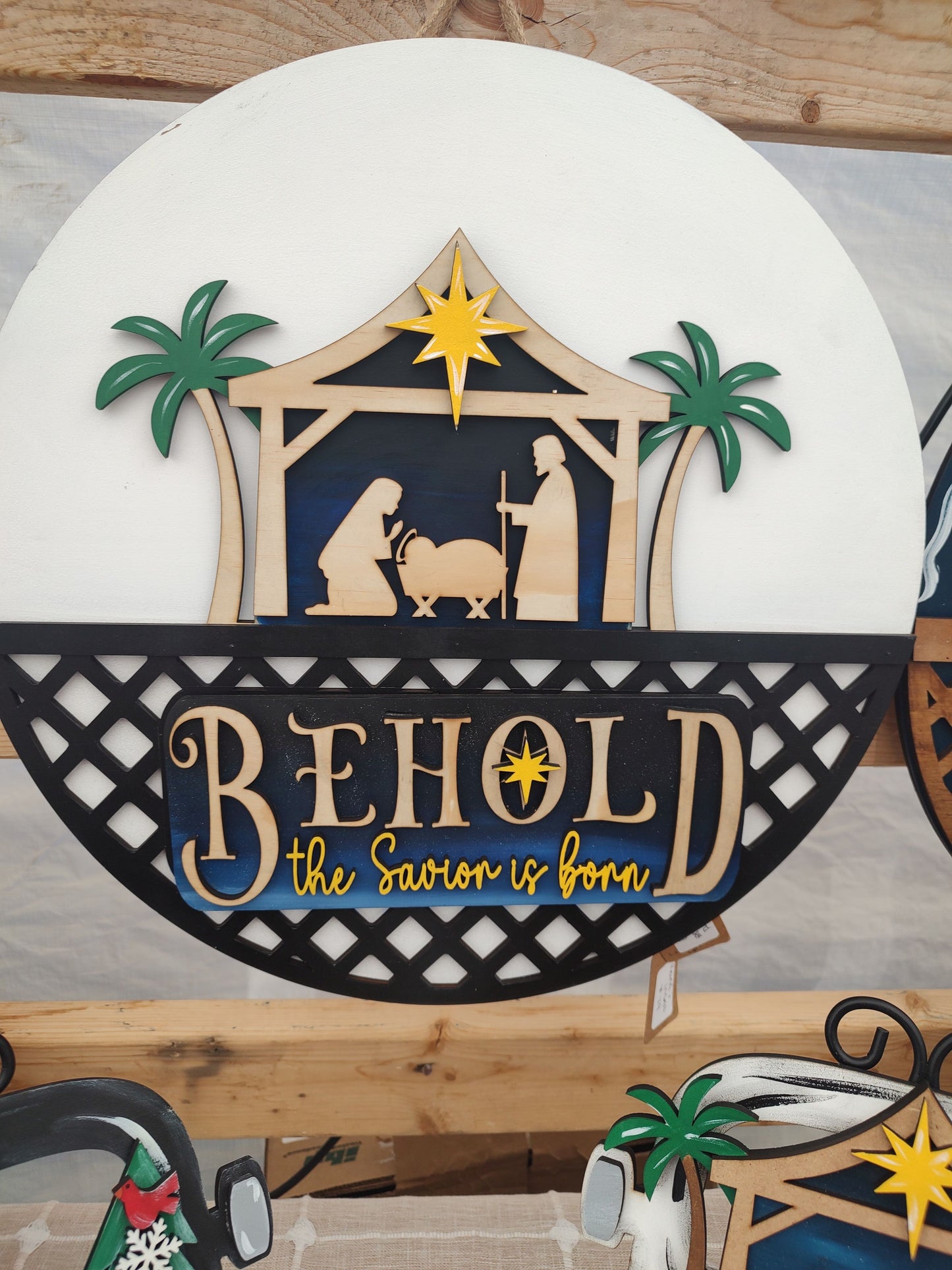 Round Truck Insert Base Laser Cut Wood Door Hanger β Religious - Manger - Palm Trees - Interchangeable Home Decor β Creations by Ranell