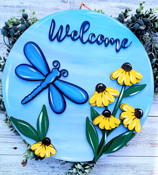 Blue Dragonfly Spring/Summer Door Hanger