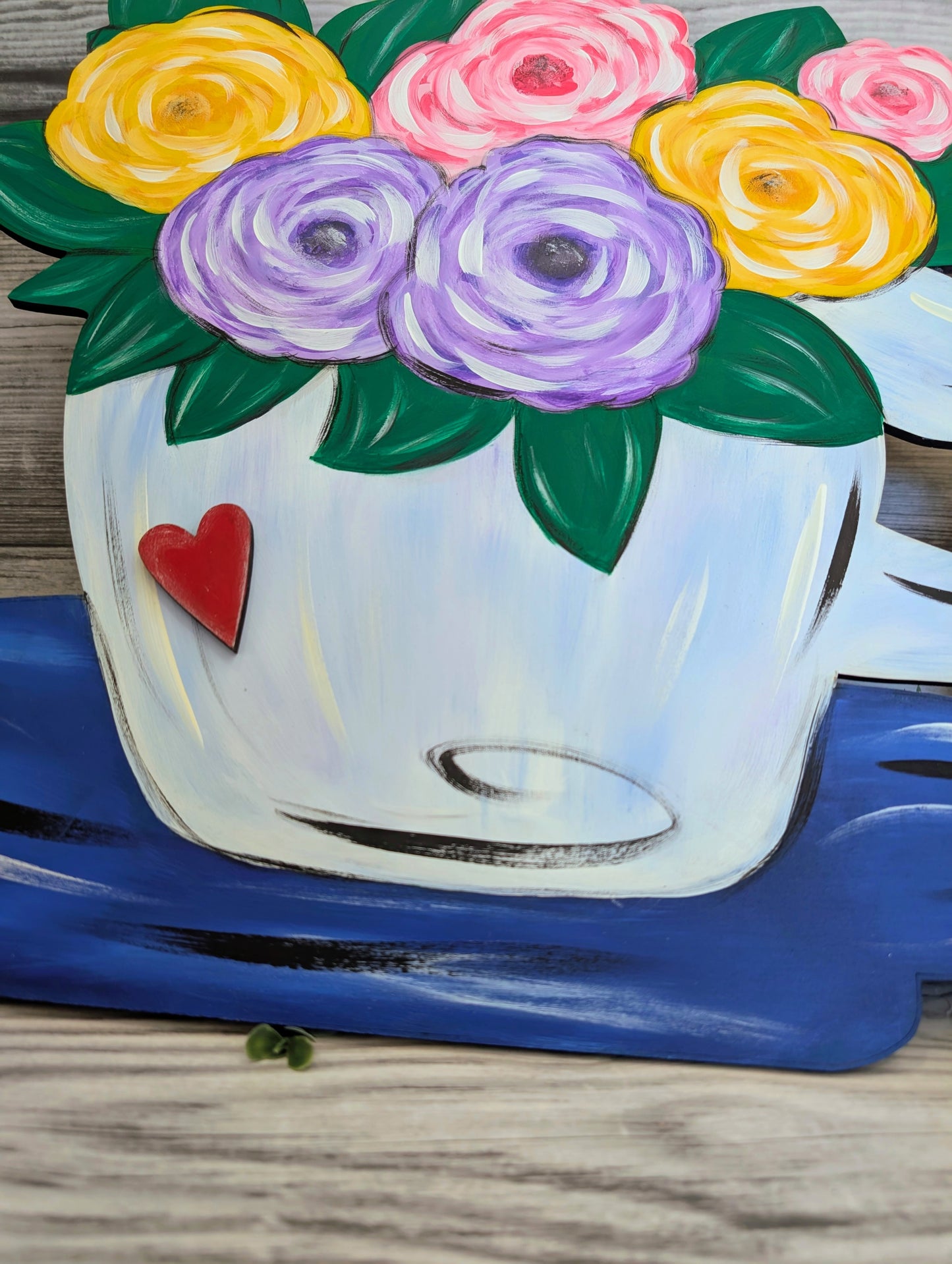 Flowers in a Teacup Artistic Door Hanger l Spring and Summer Decor