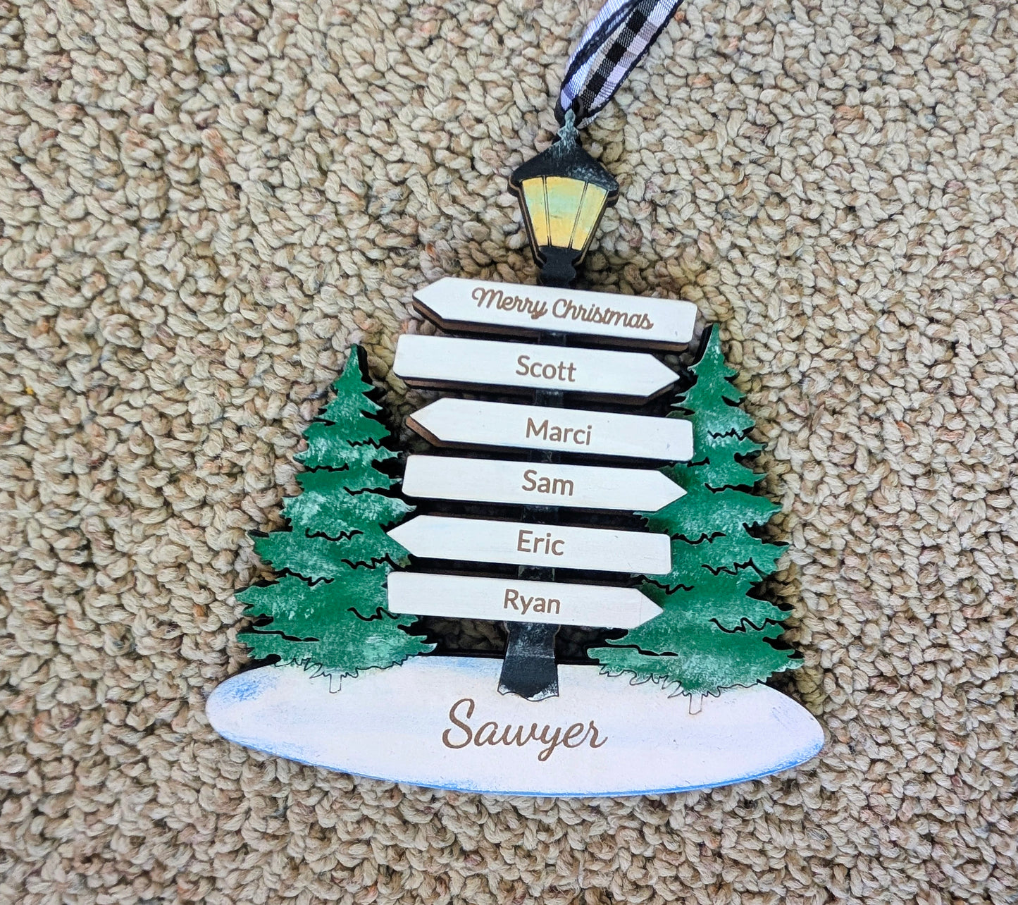 Personalized Lamppost Family Christmas Ornament | 2–8 Names