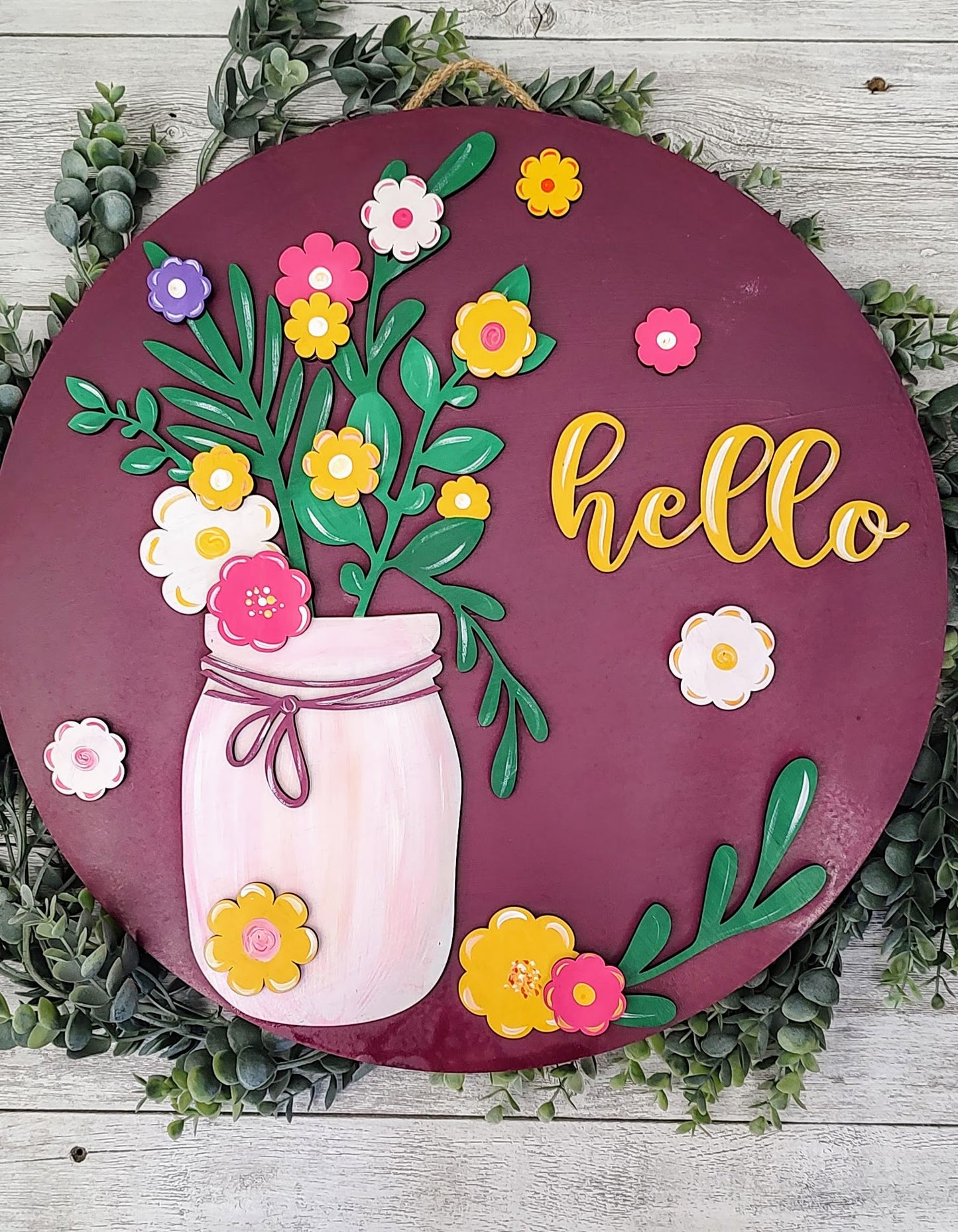 Spring Floral Mason Jar Door Hanger