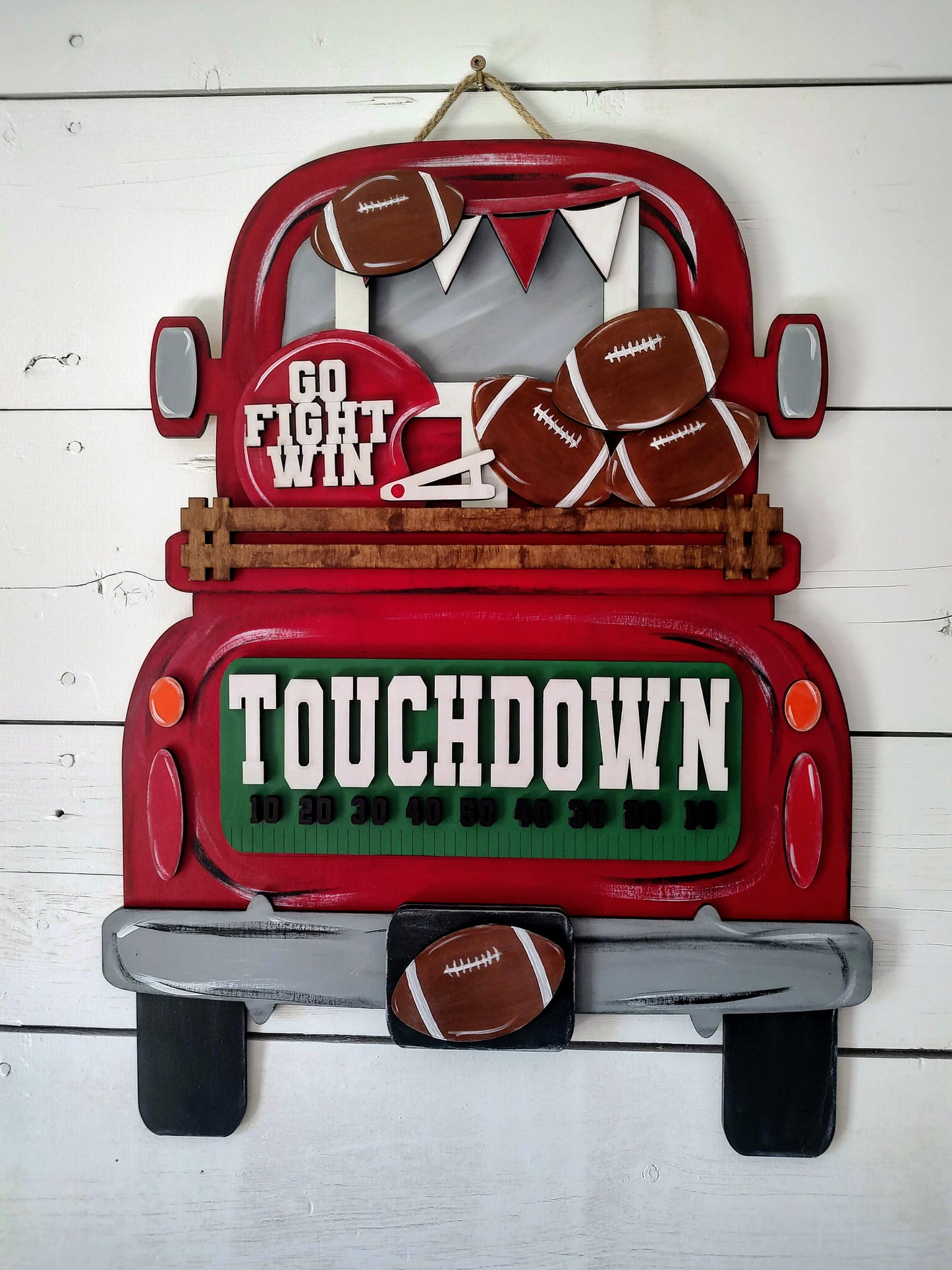 Large Football Laser Cut Wood Truck Insert – Interchangeable Sports Decor – Creations by Ranell