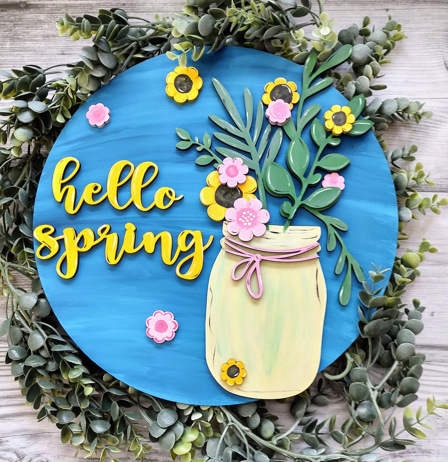 Spring Floral Mason Jar Door Hanger