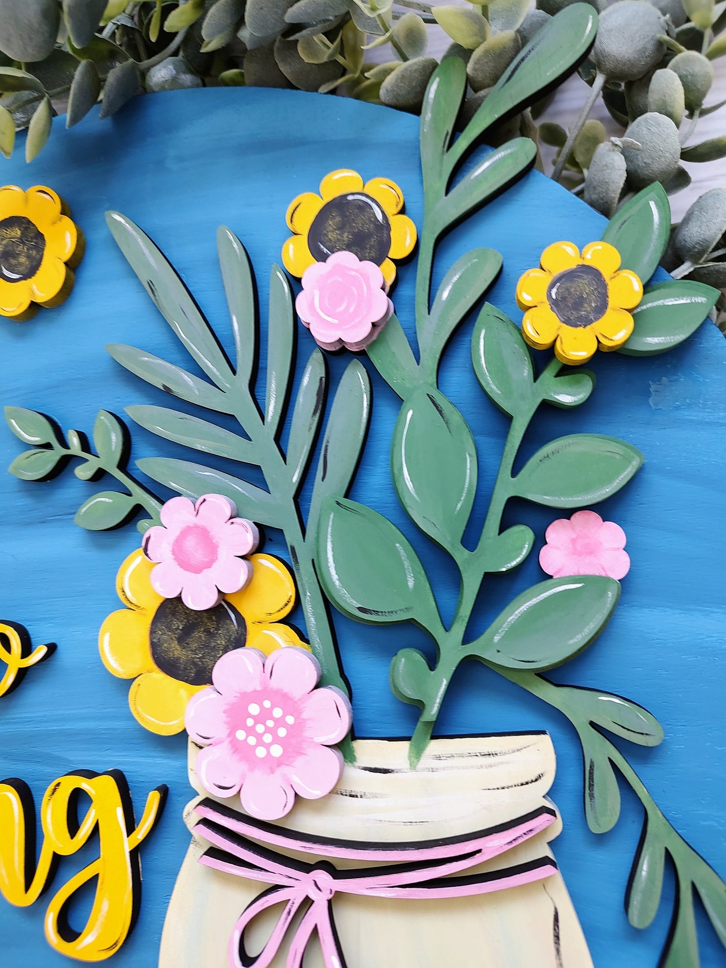 Spring Floral Mason Jar Door Hanger