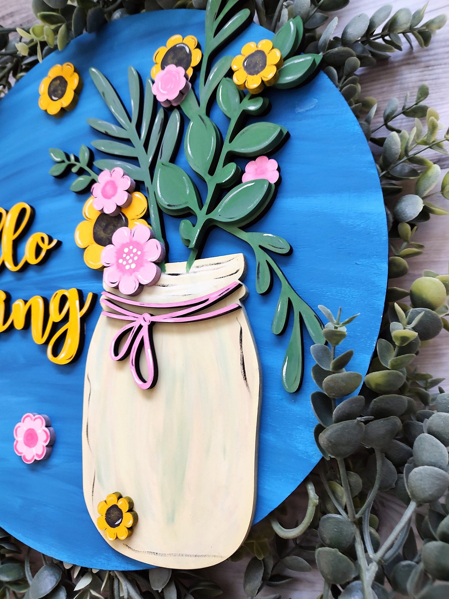 Spring Floral Mason Jar Door Hanger
