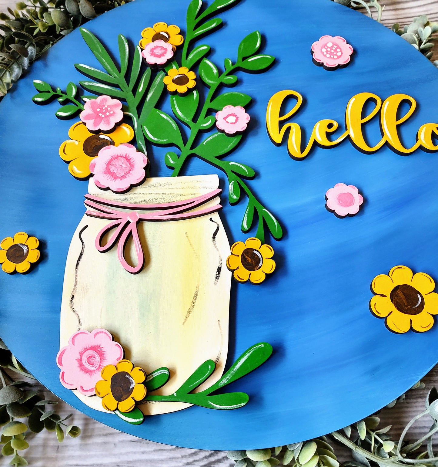 Spring Floral Mason Jar Door Hanger