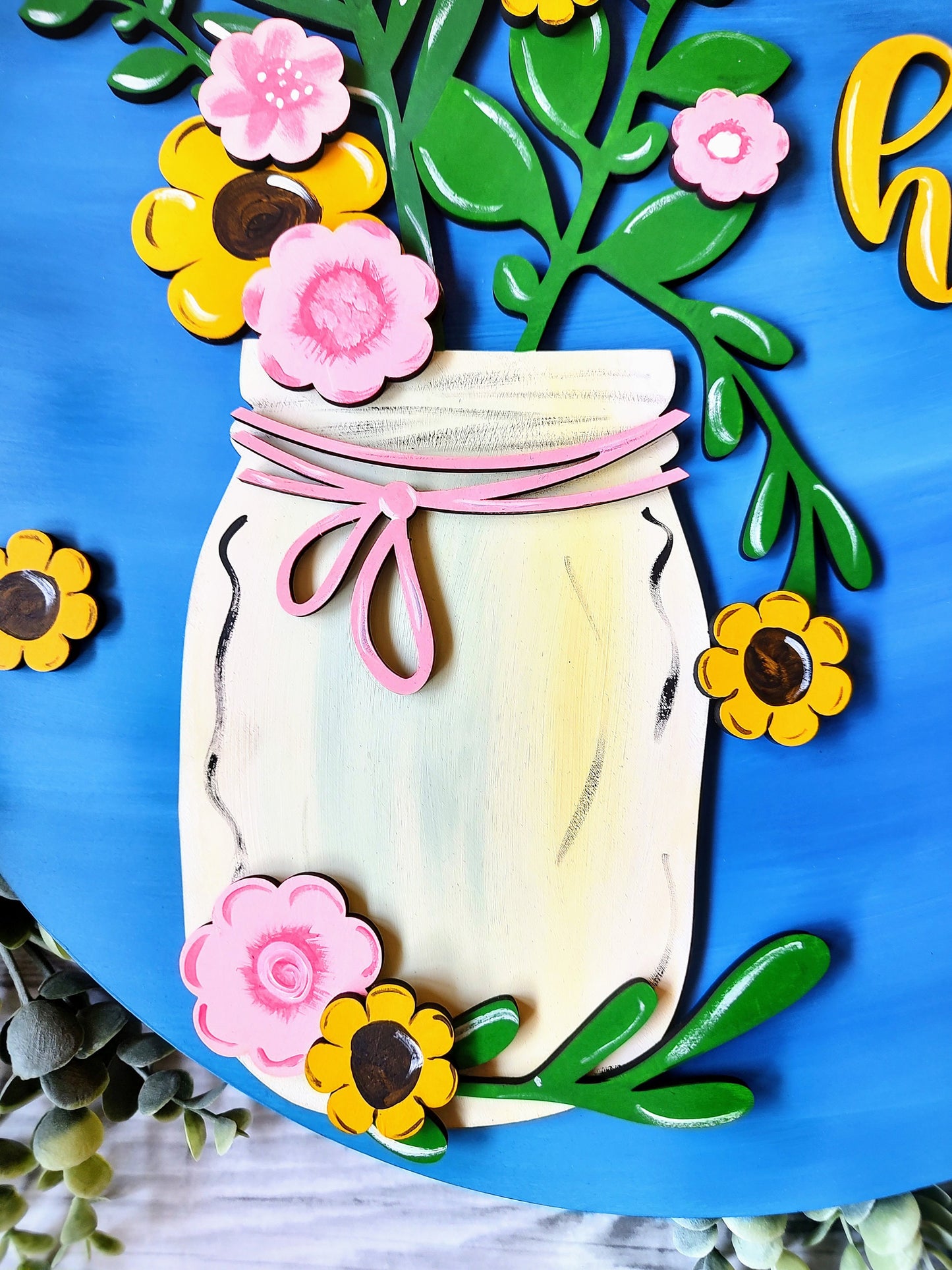 Spring Floral Mason Jar Door Hanger