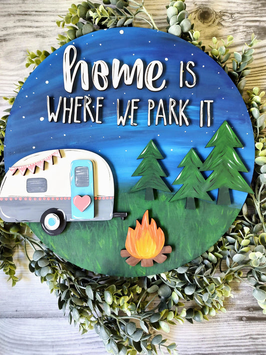 Home Is Where We Park It Camper Door/Wall Hanger | Summer/Travel Decor