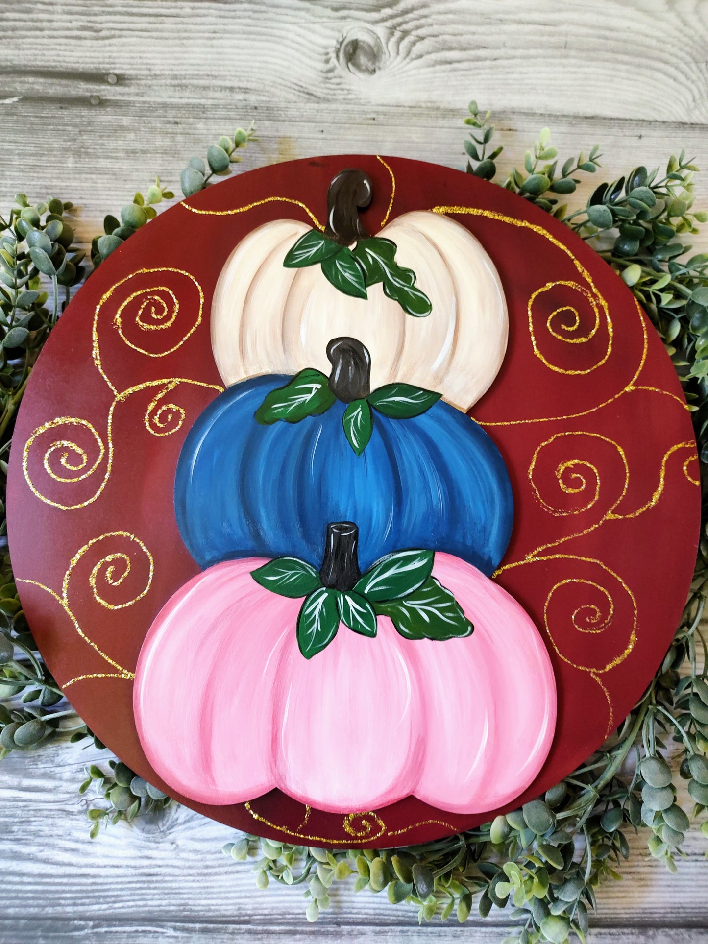 Elegant Fall Pumpkin Trio Door/Wall Hanger