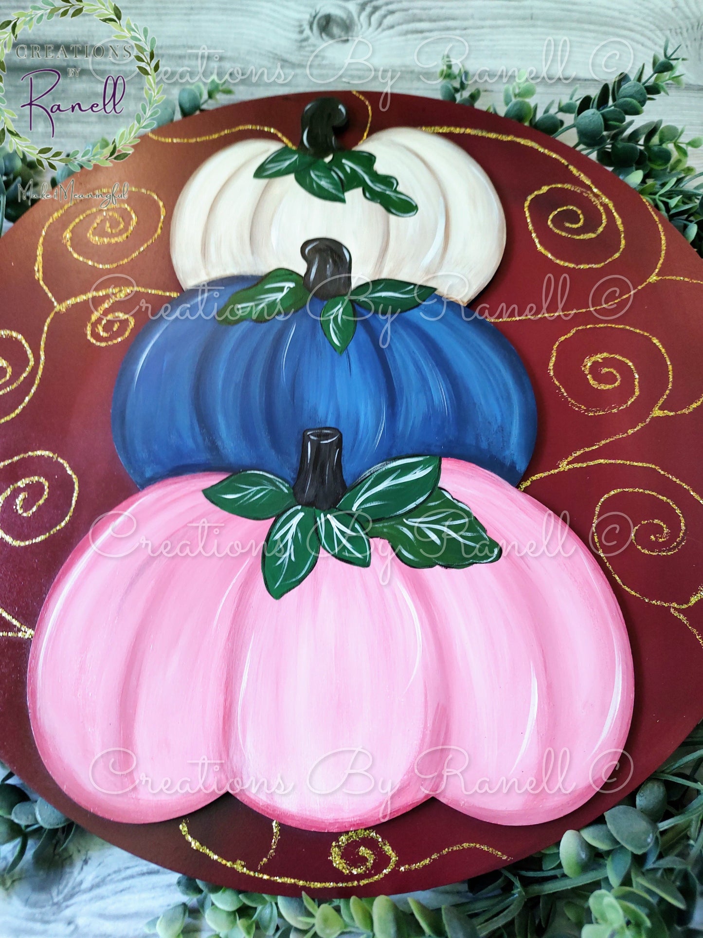 Elegant Fall Pumpkin Trio Door/Wall Hanger