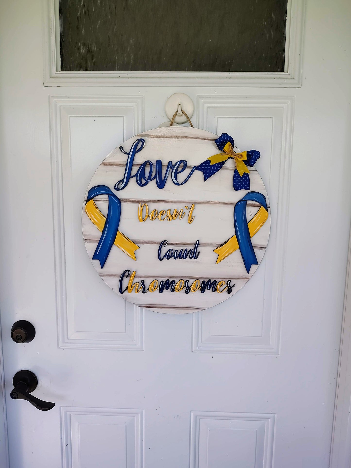 Love doesn't Count Chromosomes Wall/Door Hanger. Heart heroes and Down syndrome door hanger