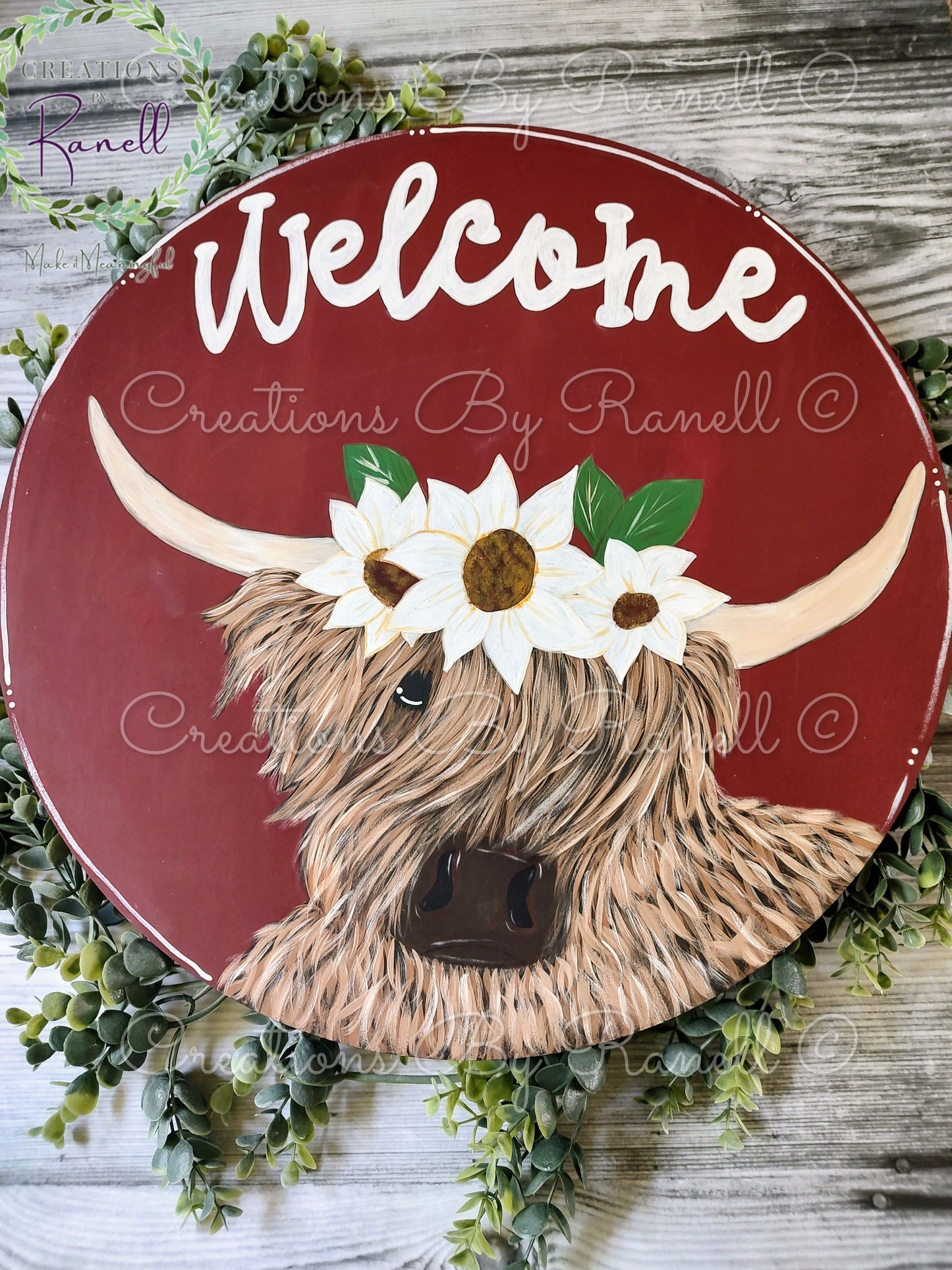 Cute, Fall Highland Cow with Sunflowers