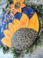 Bright Blue Fall Pumpkin Door/Wall Hanger with Bright Leopard Print Sunflower