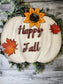 White/tan Fall Pumpkin Door Hanger with Sunflower