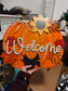 Welcome Fall Pumpkin with Leaves and Bird Door Hanger