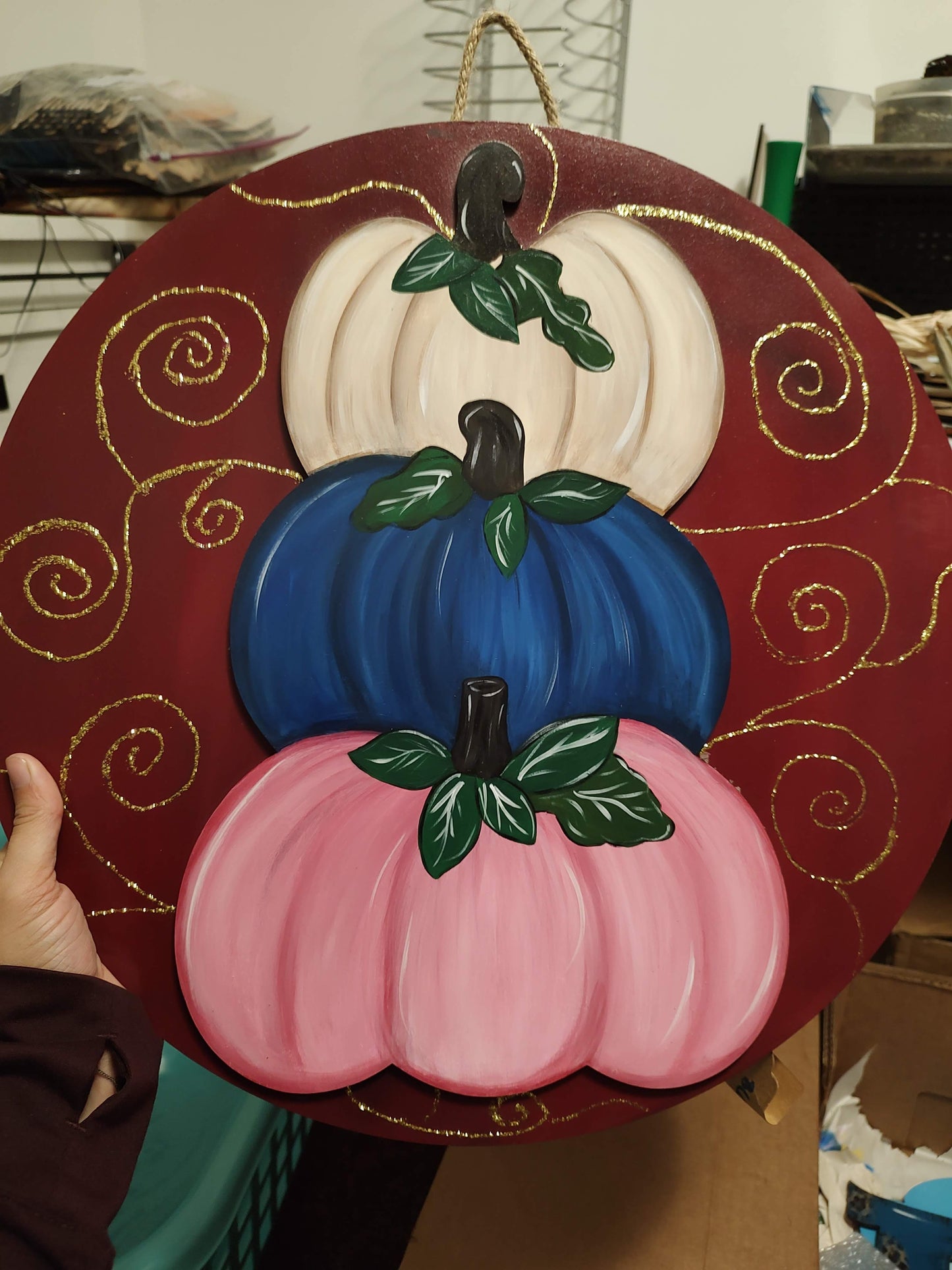 Elegant Fall Pumpkin Trio Door/Wall Hanger