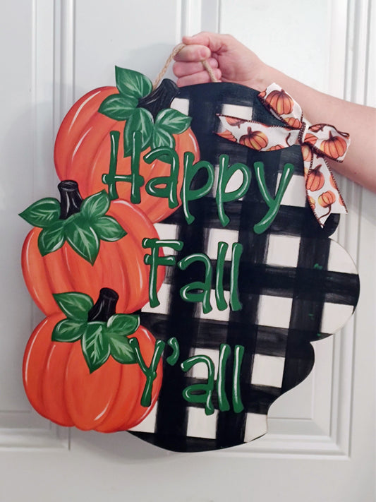 Happy Fall Ya'll Pumpkin Door Hanger