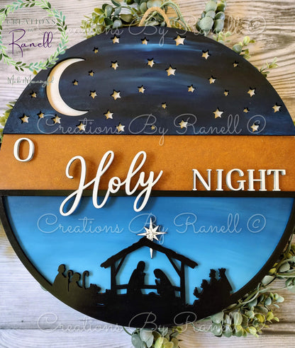 Christmas Nativity O Holy Night Door Hanger