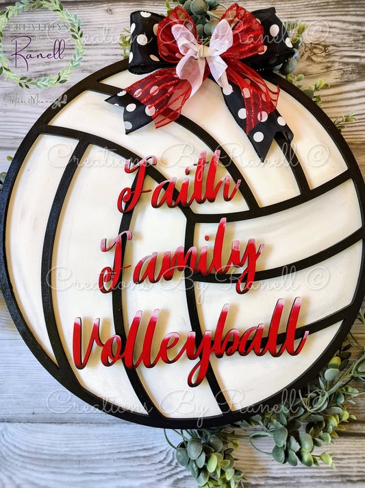 Faith, Family, and Volleyball Door/Wall Hanger