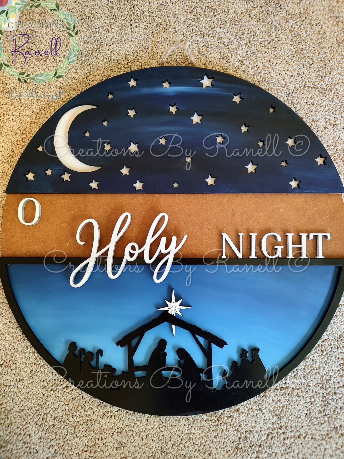 Christmas Nativity O Holy Night Door Hanger