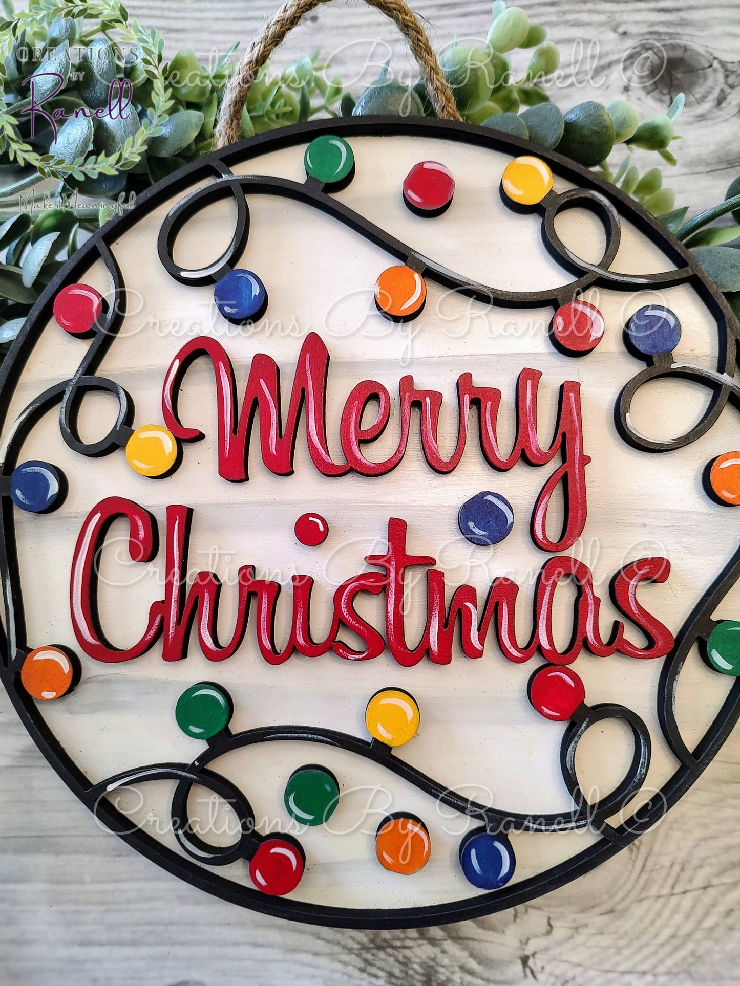 Merry Christmas with Lights Wall/Door Hanger