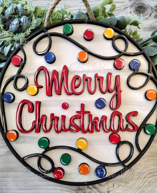 Merry Christmas with Lights Wall/Door Hanger