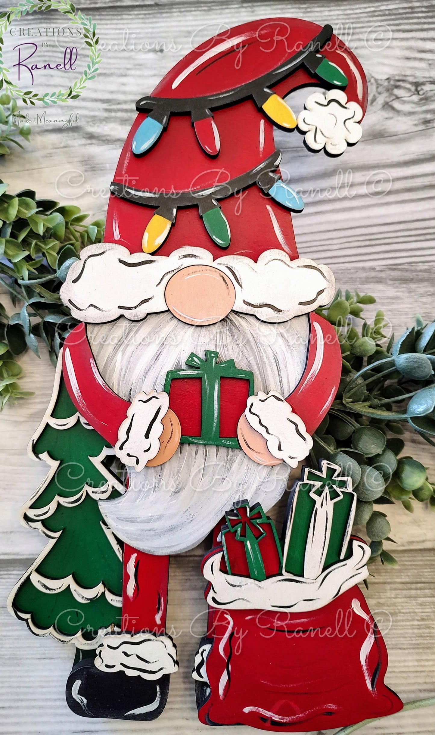 Christmas Lights Gnome Porch or Shelf Sitter