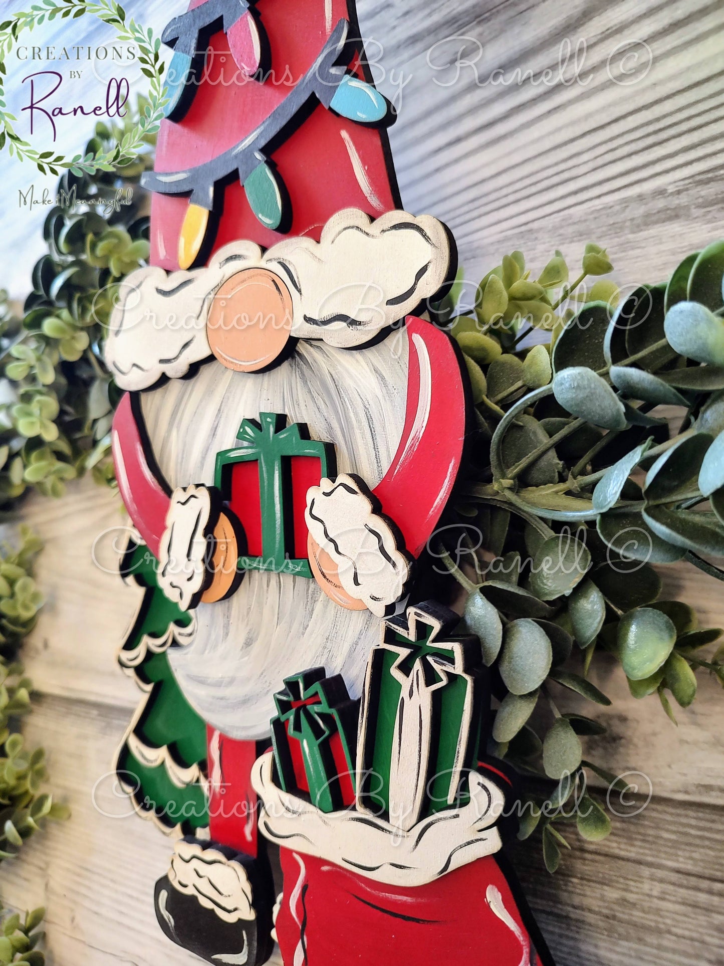 Christmas Lights Gnome Porch or Shelf Sitter