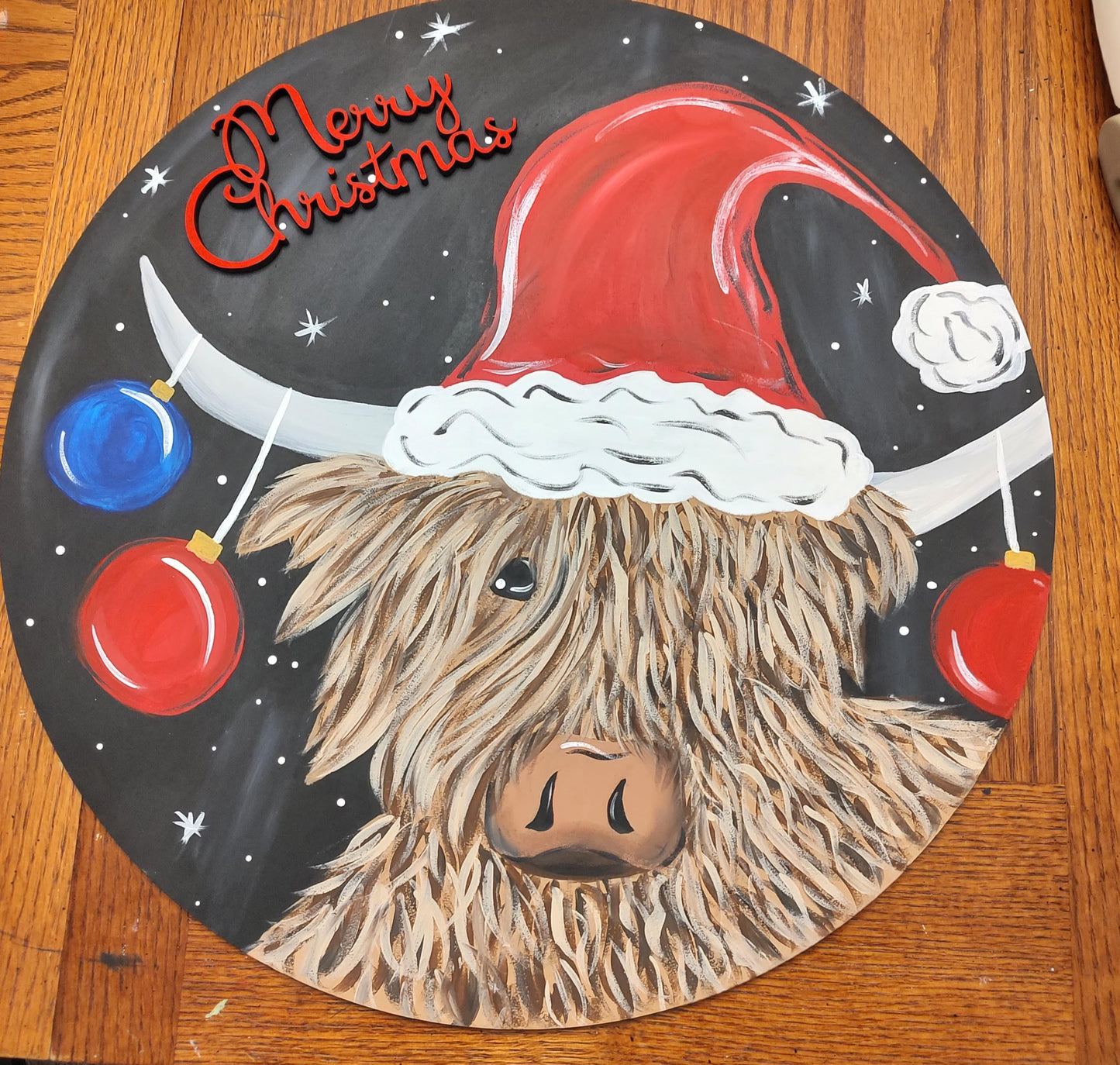 Merry Christmas Highland Cow Christmas Door Hanger/Wall hanging