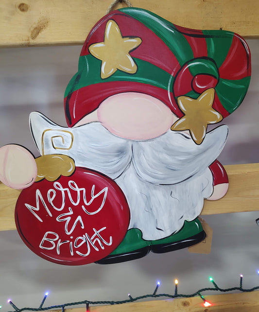 Merry and Bright Gnome Christmas Door Hanger/Wall Hanger