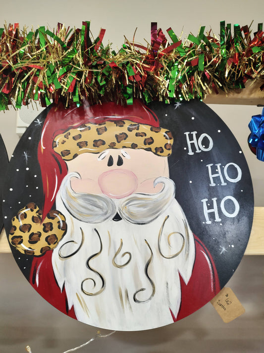 Adorable Christmas Santa Door/Wall Hanger with Leapord Print or White Santa Hat