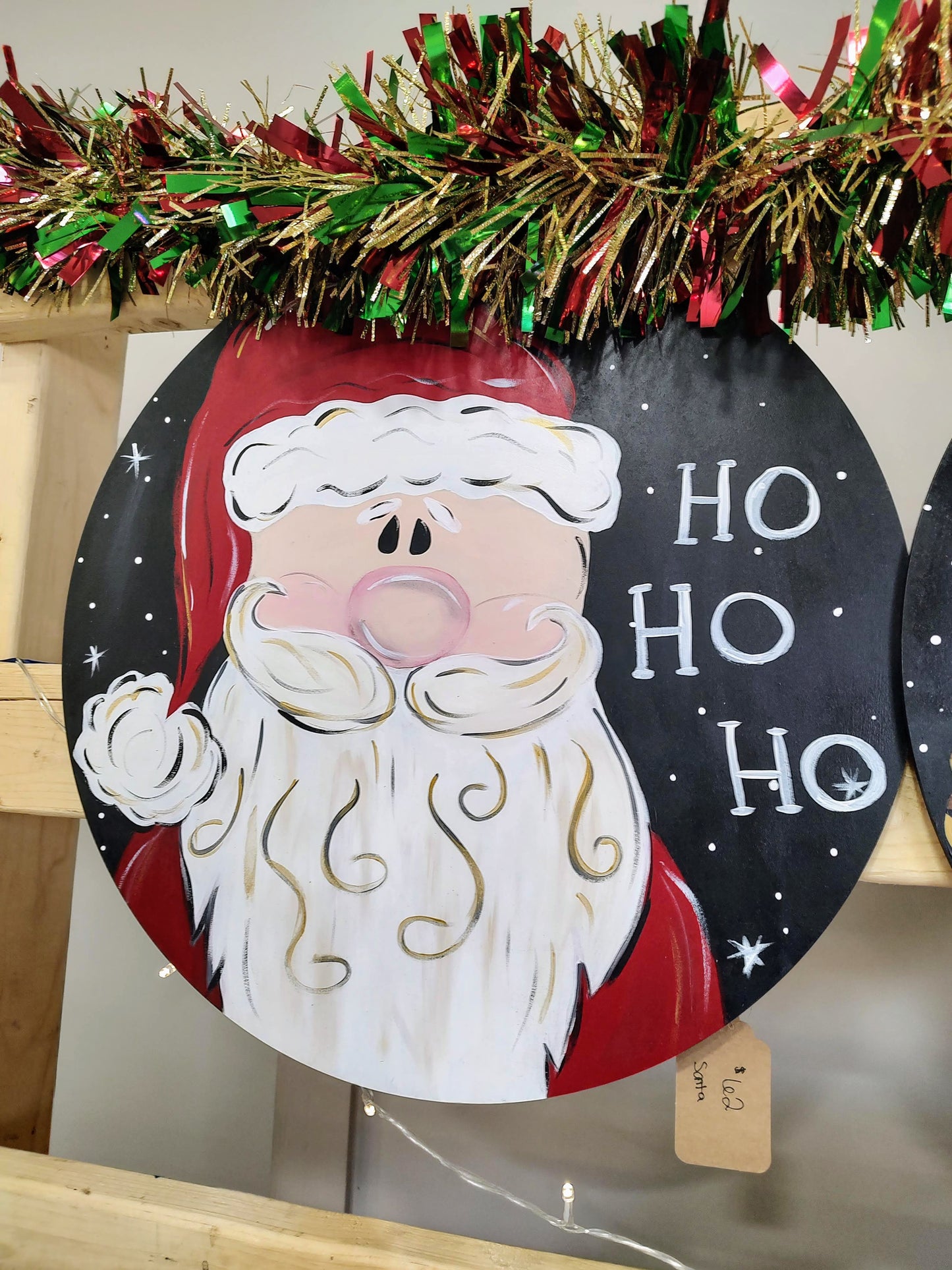 Adorable Christmas Santa Door/Wall Hanger with Leapord Print or White Santa Hat