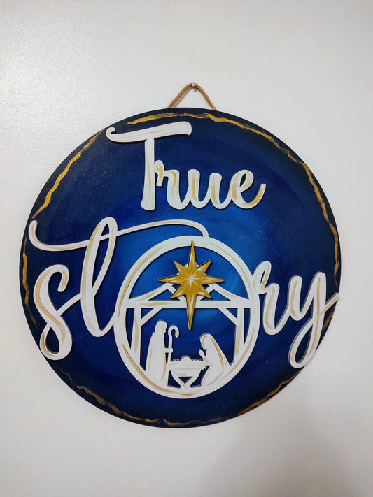 True Story Nativity Christmas Door Hanger/Wall Decor