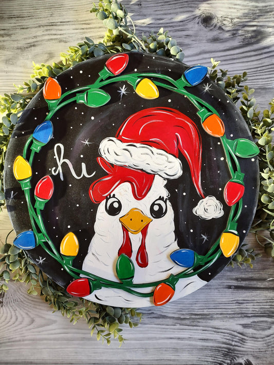 Christmas Chicken Door Hanger/Wall Decor