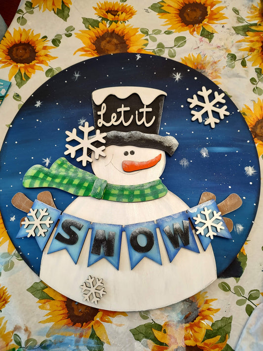 3D Let it Snow Snowman Door Hanger