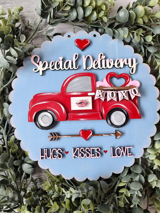 Special Delivery Red Truck Valentine's Day Door/Wall Hanger