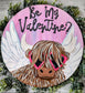 Be My Valentine Cupid Highland Cow Door/Wall Hanger