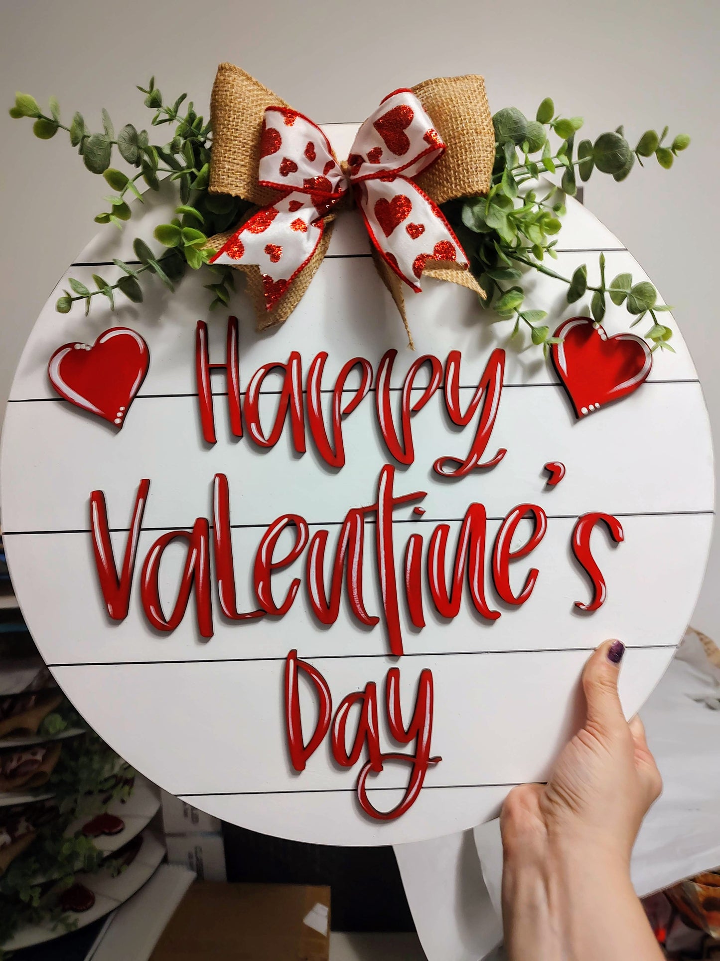 Happy Valentine's Day Shiplap Door Hanger