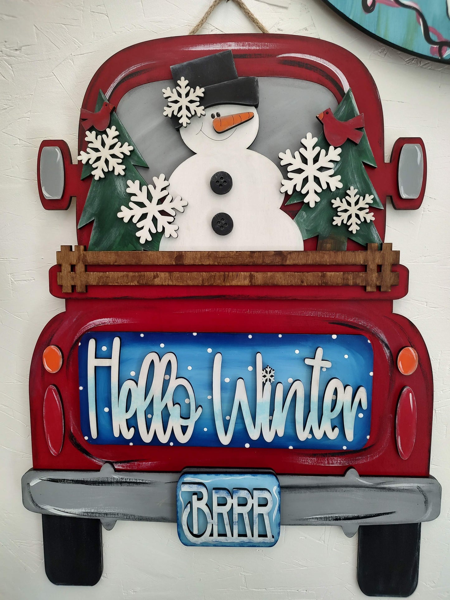 Hello Winter and Christmas Insert for Interchangeable Truck and Cutting Board.