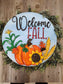 Welcome Fall Cornstalks and Pumpkins Door Hanger