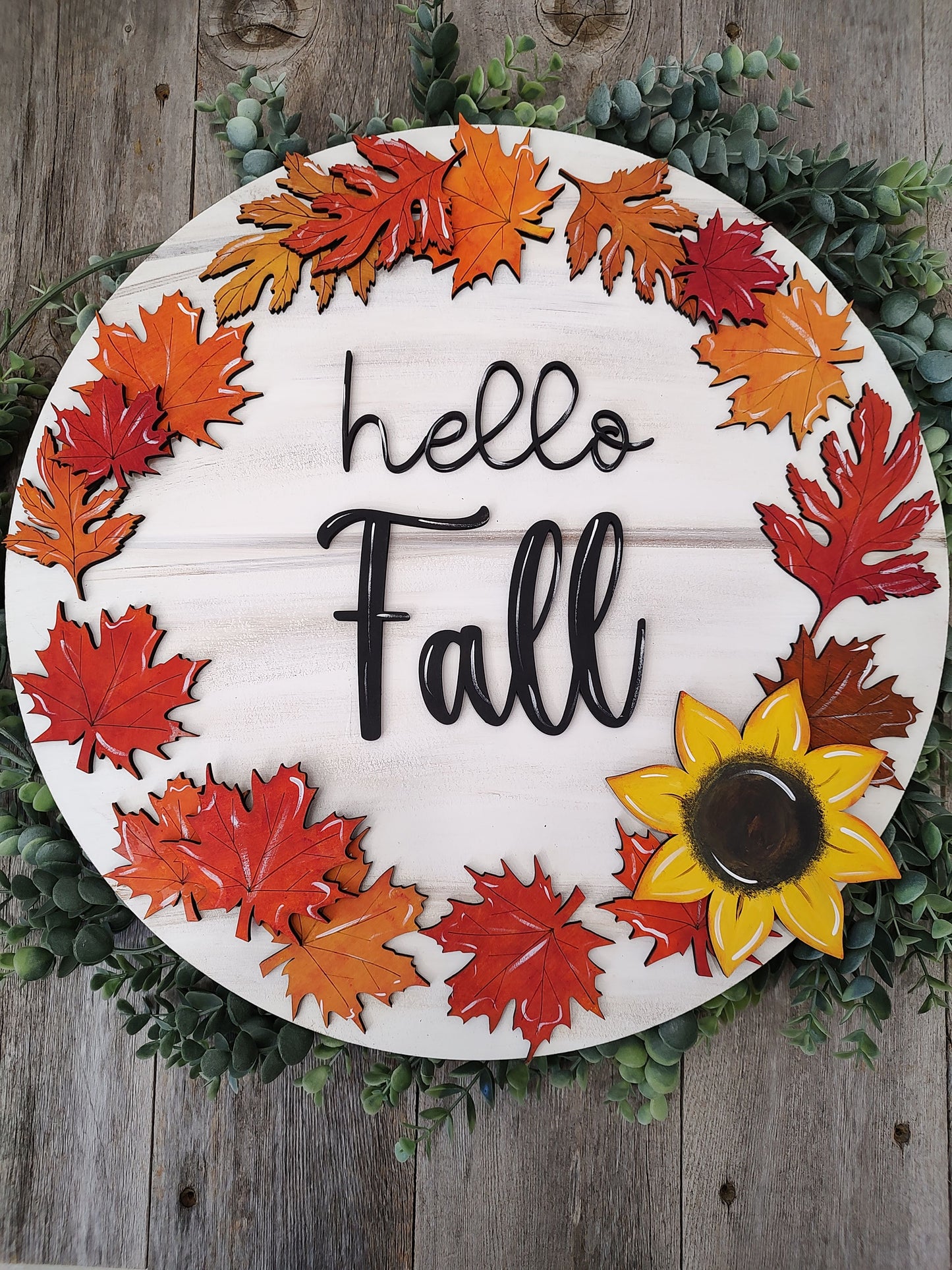 Hello Fall Leaf Wreath Fall Door Hanger