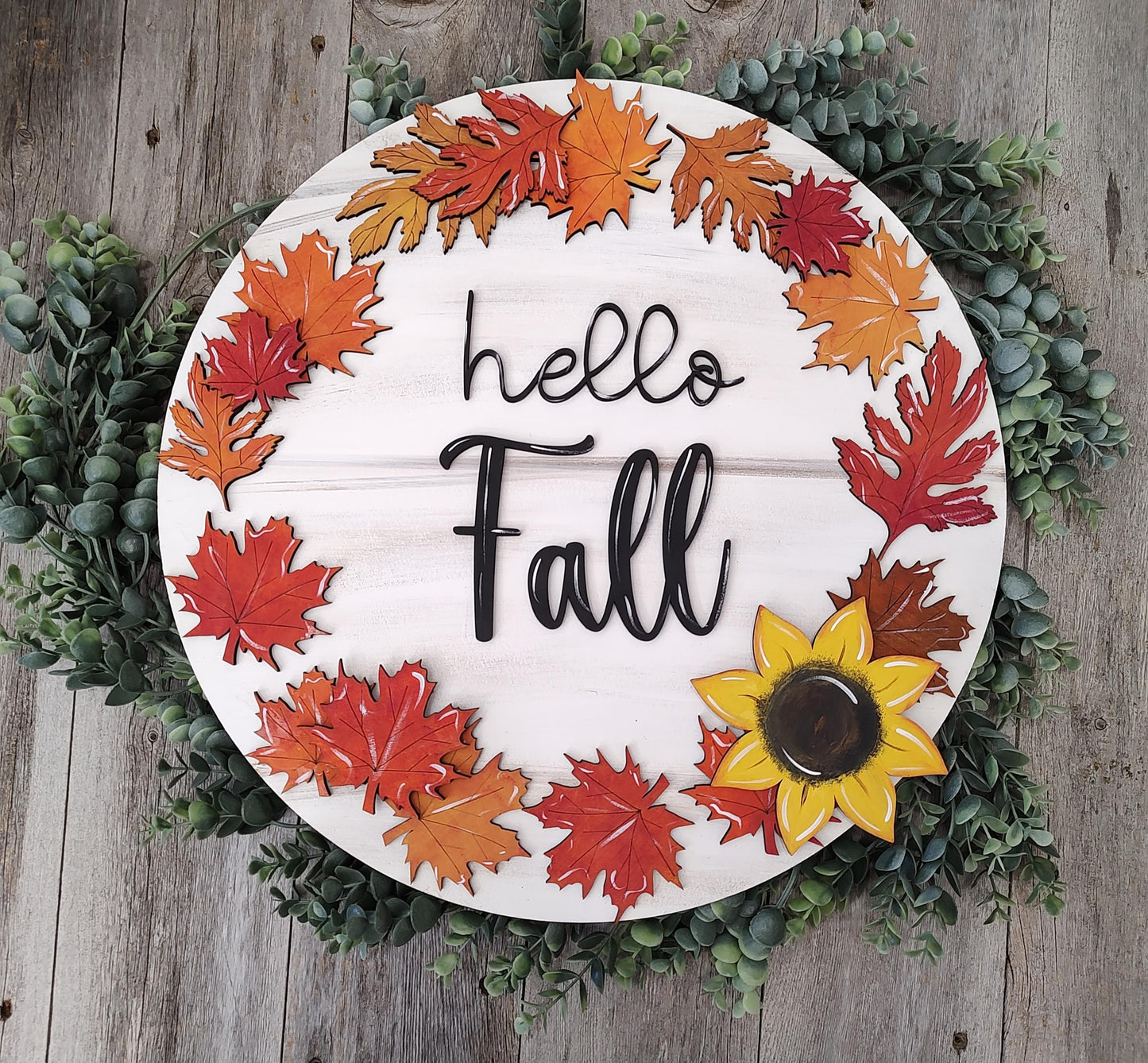 Hello Fall Leaf Wreath Fall Door Hanger