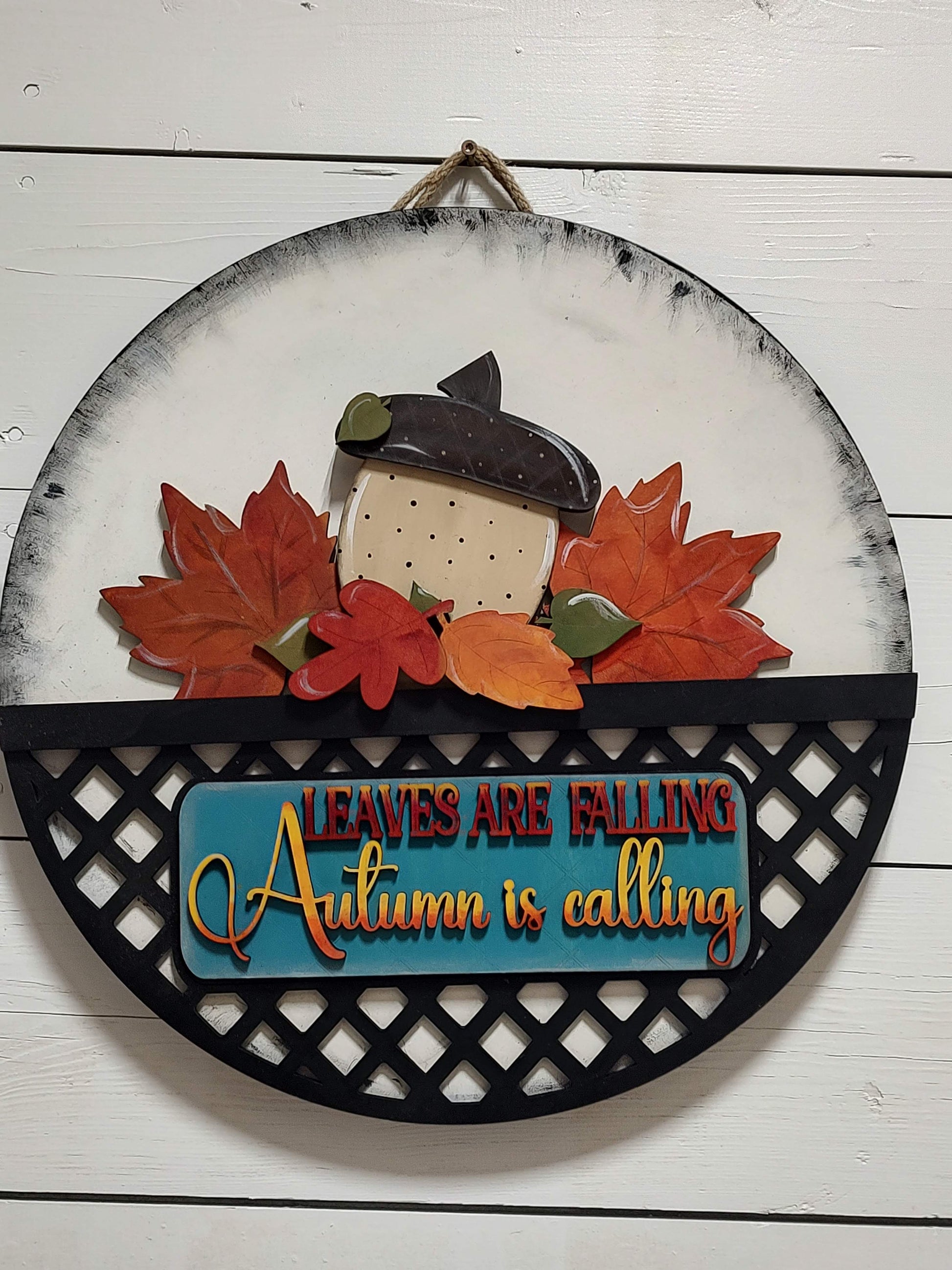 Round Truck Insert Base Laser Cut Wood Door Hanger - Autumn is Calling - White – Interchangeable Home Decor – Creations by Ranell