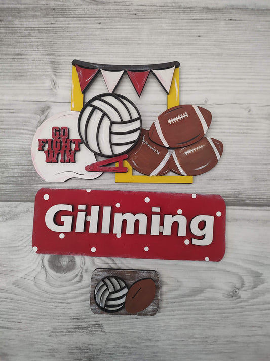 LARGE Football & Volleyball Truck Insert - Fits LARGE Famous Truck and Door Hanger| Sports Decor