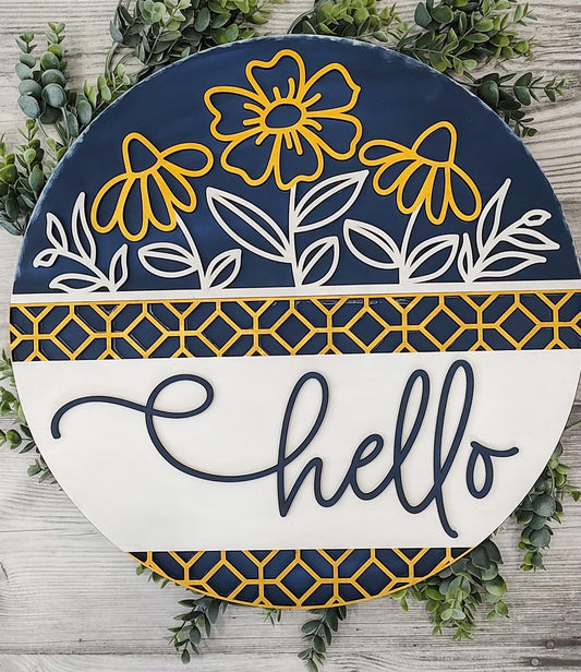 Geometric Hello Year-Round Door Hanger