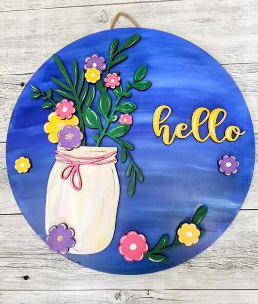 Spring Floral Mason Jar Door Hanger